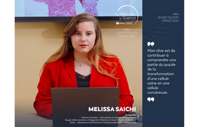 Melissa Saichi, lauréate du Prix Jeunes Talents France 2024 L’Oréal-UNESCO Pour les Femmes et la Science 